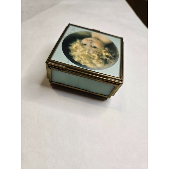Vintage Bessie Pease Gutmann Brass & Glass Trinket Box‎ With Victorian Design - Picture 6 of 9